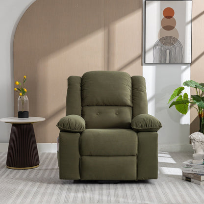 Fauteuil inclinable releveur beige pour personnes âgées avec massage, chauffage, inclinaison réglable, rangement latéral et plusieurs options de positionnement