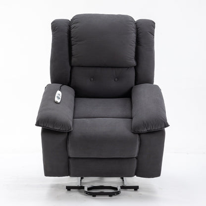 Fauteuil inclinable releveur beige pour personnes âgées avec massage, chauffage, inclinaison réglable, rangement latéral et plusieurs options de positionnement