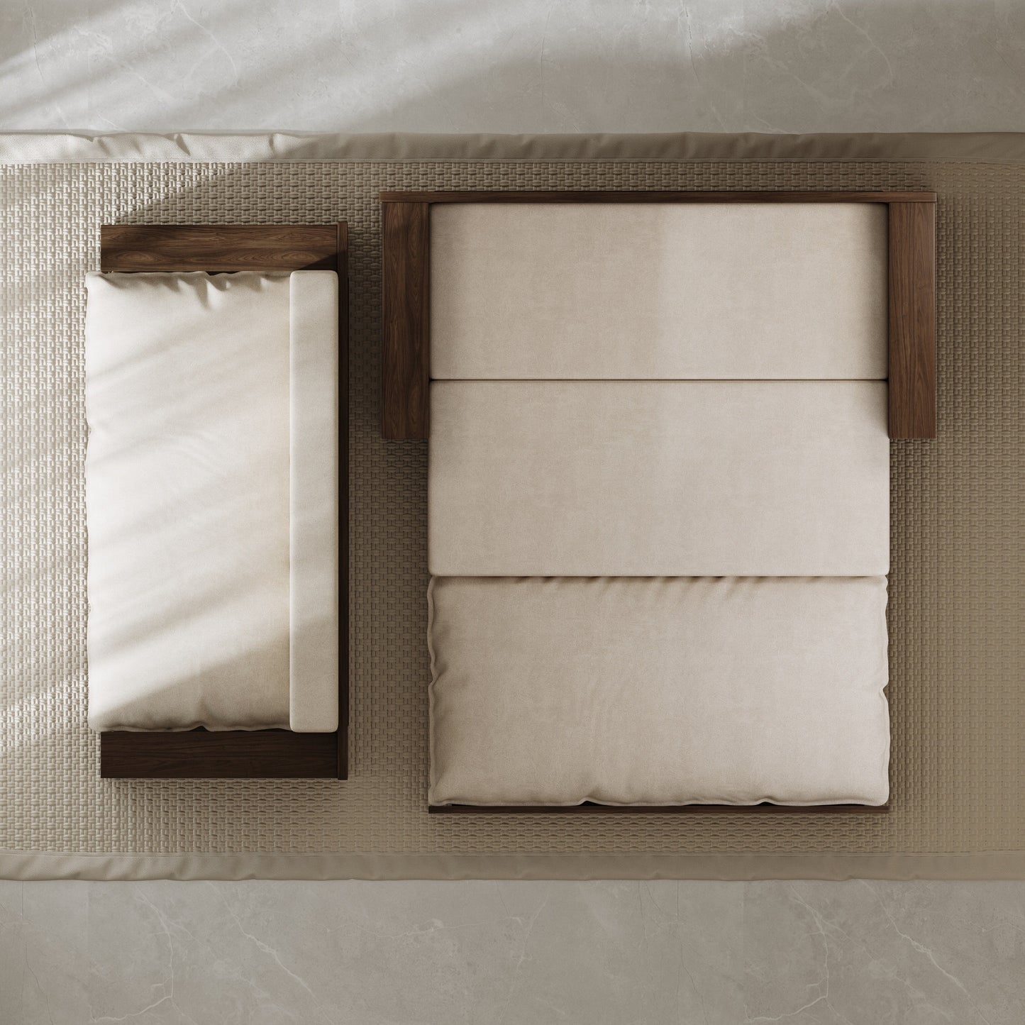 Canapé-lit convertible beige avec rangement