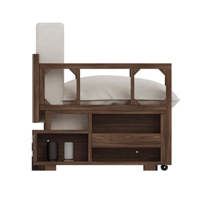 Canapé-lit convertible beige avec rangement