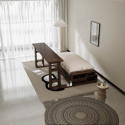 Canapé-lit convertible beige avec rangement