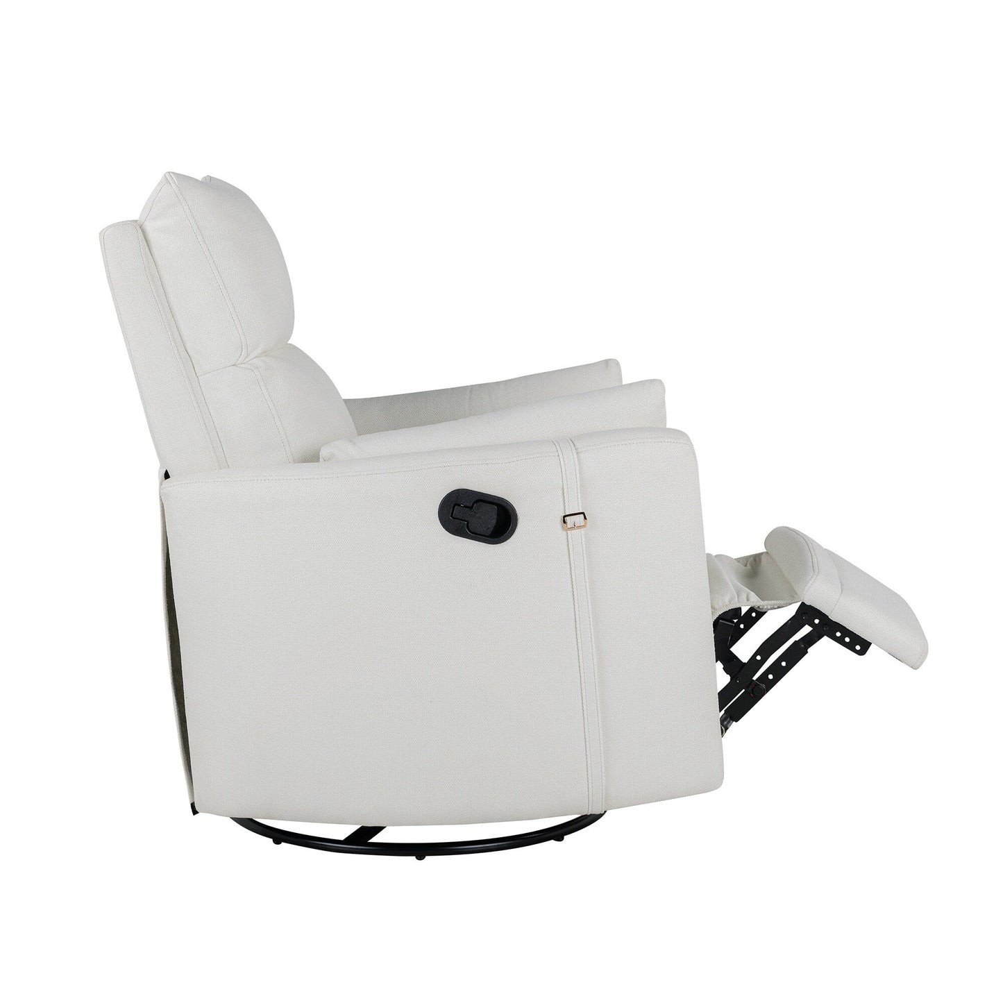 Fauteuil inclinable manuel beige à bascule avec dossier pivotant à 360° et réglable, avec deux oreillers amovibles