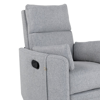 Fauteuil inclinable manuel beige pivotant à 360° avec dossier réglable et deux oreillers amovibles