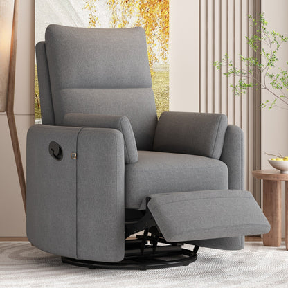 Fauteuil inclinable manuel beige pivotant à 360° avec dossier réglable et deux oreillers amovibles