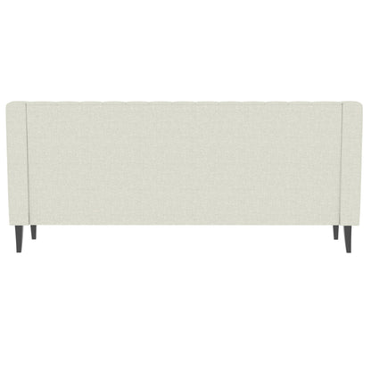 Canapé 3 places beige style Mid-Century Modern en polyester 78,75 po avec dossier capitonné et coussin confortable pour le salon