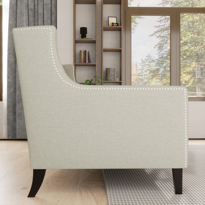 Canapé 3 places beige style Mid-Century Modern en polyester 78,75 po avec dossier capitonné et coussin confortable pour le salon