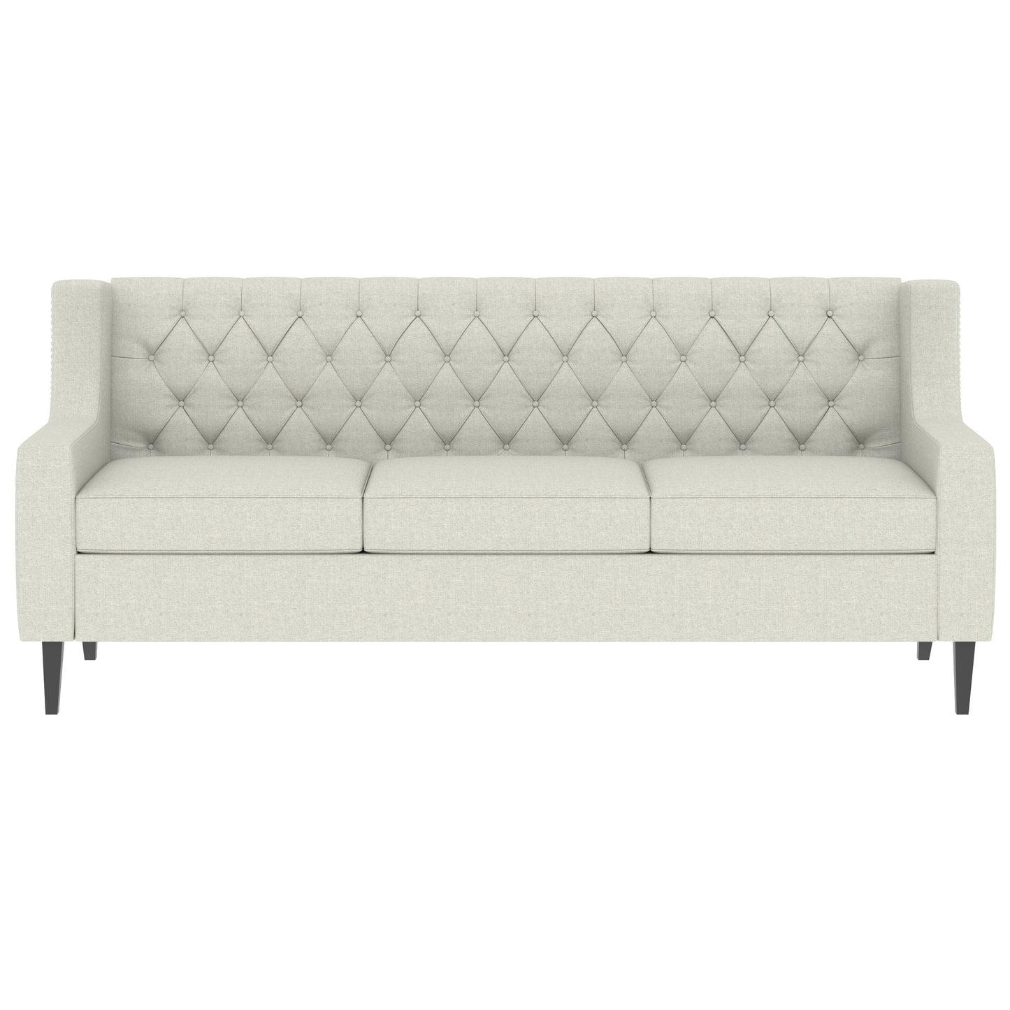 Canapé 3 places beige style Mid-Century Modern en polyester 78,75 po avec dossier capitonné et coussin confortable pour le salon