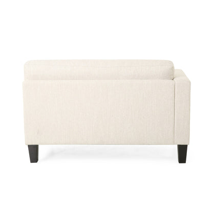 Canapé 3 places beige moderne 101 avec pieds en bois et deux coussins pour le salon