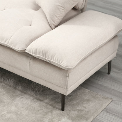 Canapé causeuse beige moderne en lin 102.36 avec accoudoirs réglables et coussins capitonnés pour le salon