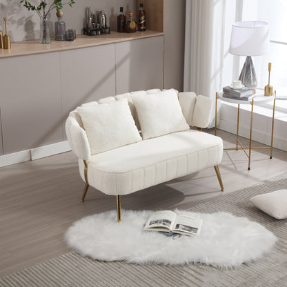 Canapé causeuse rembourré beige moderne 51,97 $ avec cadre en métal et coussins pour le salon