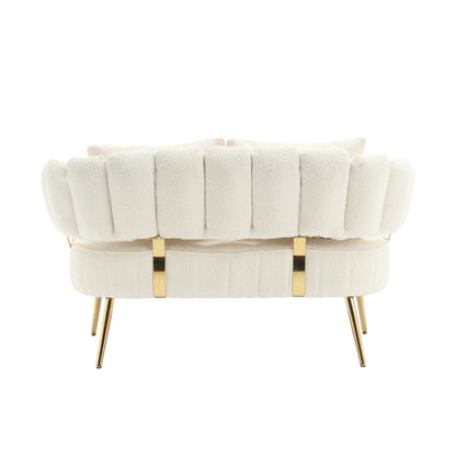 Canapé causeuse rembourré beige moderne 51,97 $ avec cadre en métal et coussins pour le salon