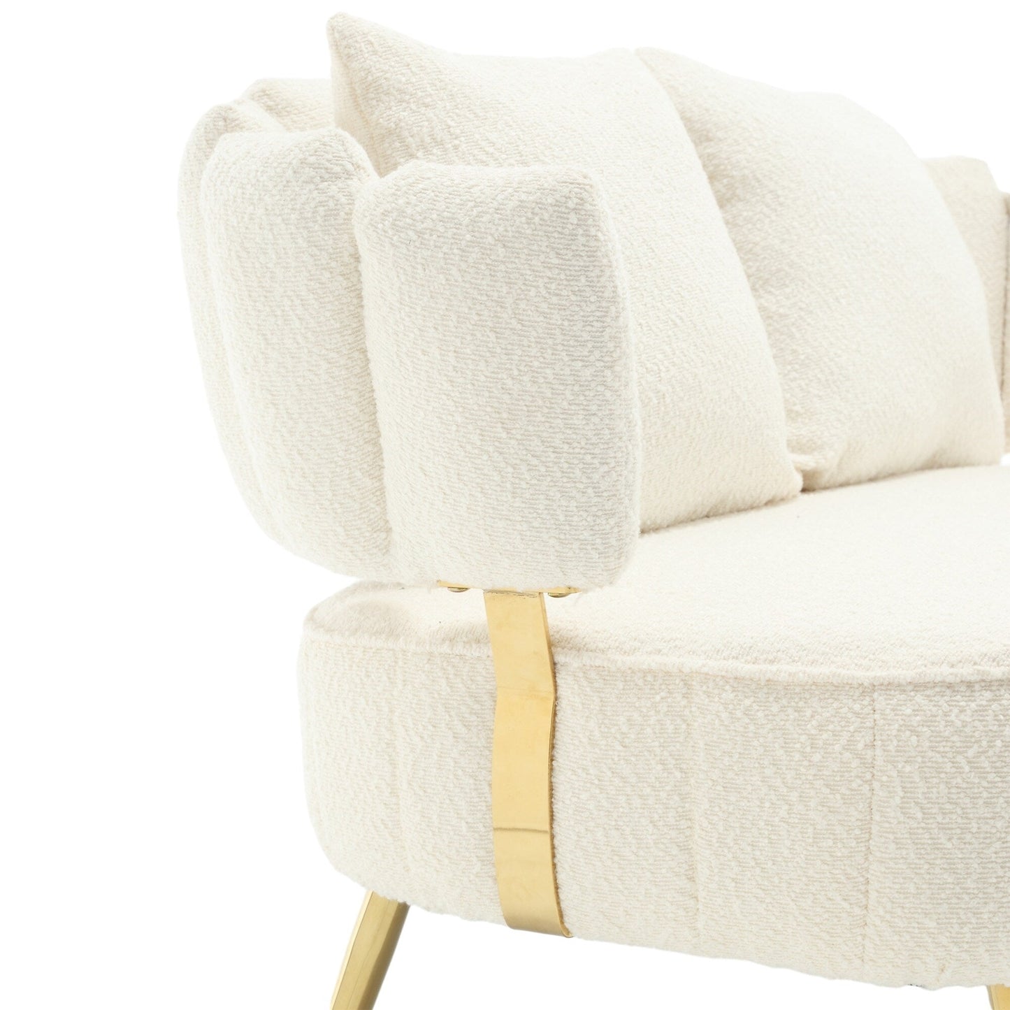 Canapé causeuse rembourré beige moderne 51,97 $ avec cadre en métal et coussins pour le salon