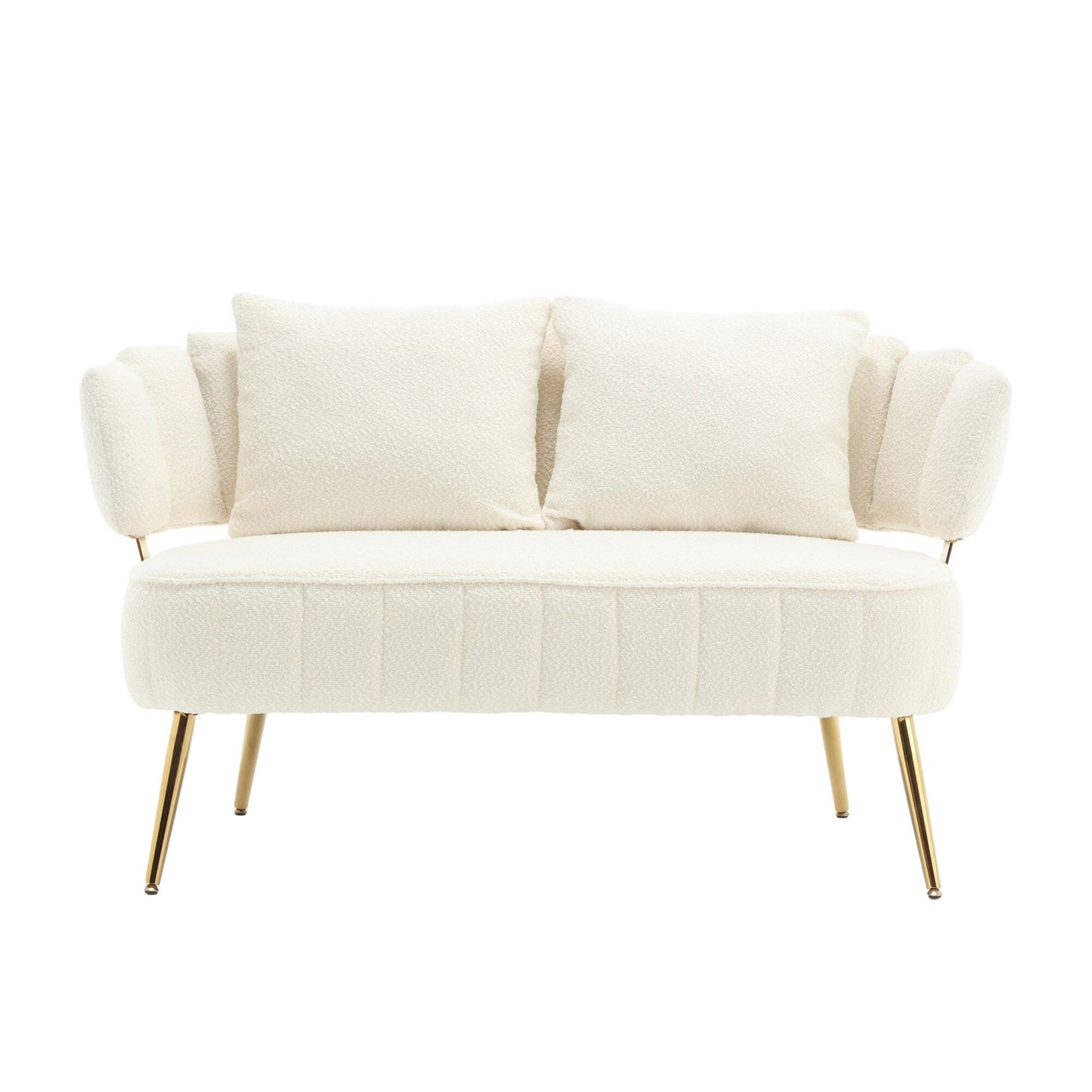 Canapé causeuse rembourré beige moderne 51,97 $ avec cadre en métal et coussins pour le salon