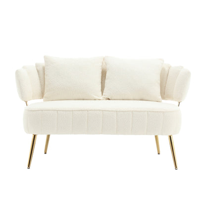 Canapé causeuse rembourré beige moderne 51,97 $ avec cadre en métal et coussins pour le salon