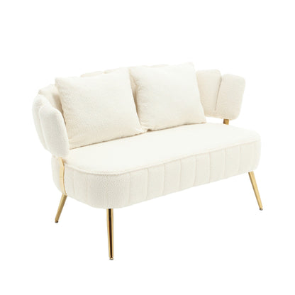 Canapé causeuse rembourré beige moderne 51,97 $ avec cadre en métal et coussins pour le salon