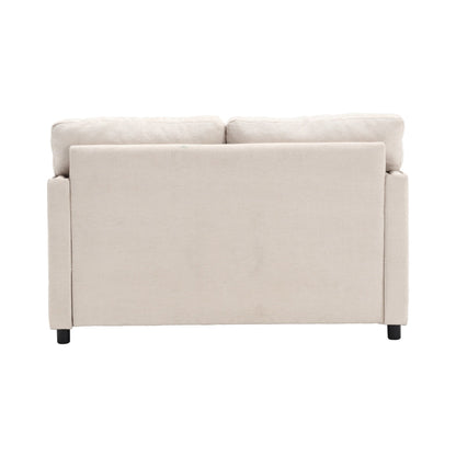 Canapé causeuse beige moderne 52,36 pouces en chenille avec poche et clous pour le salon