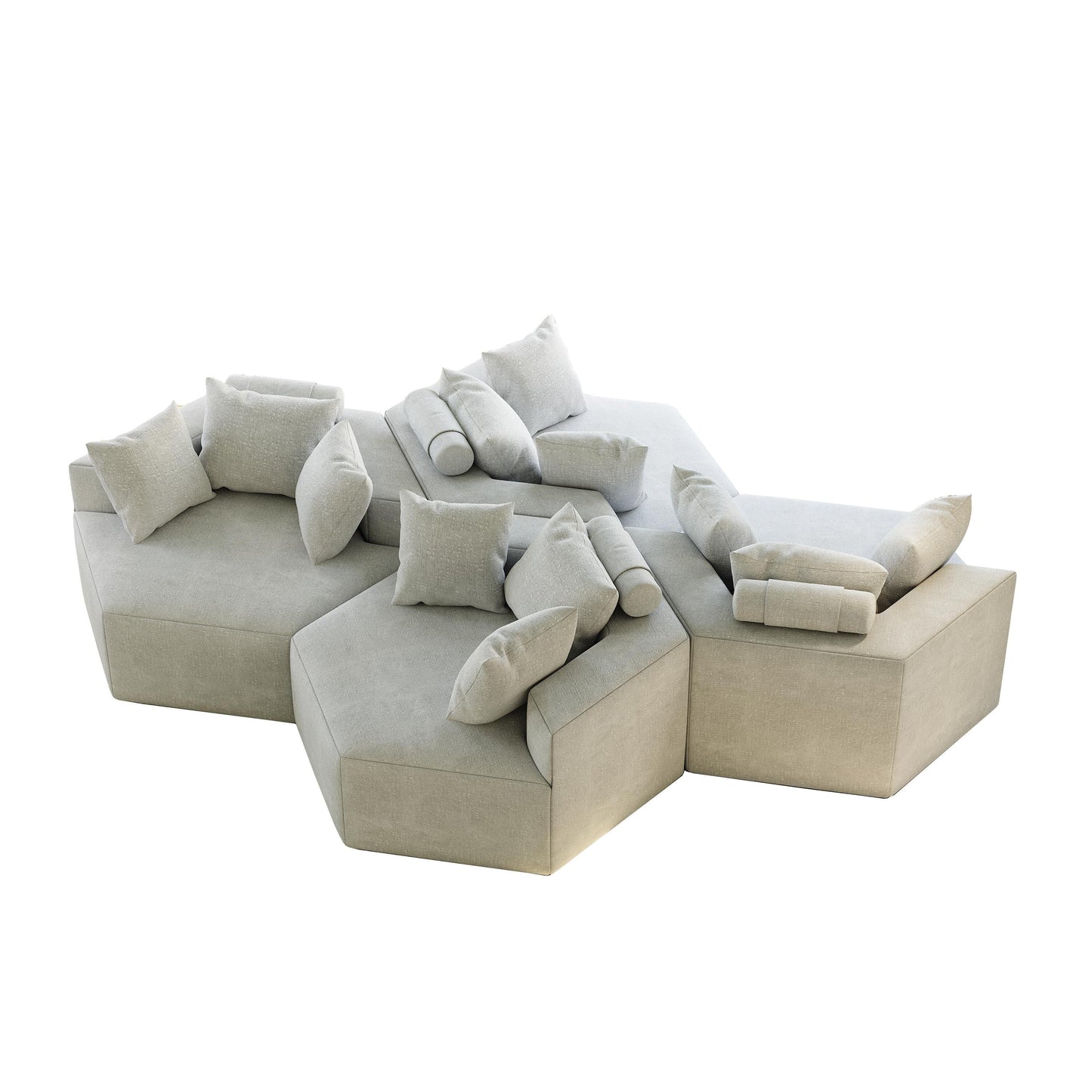 Canapé-lit simple beige moderne en éponge chenille 54 avec coussin de dossier pour le salon