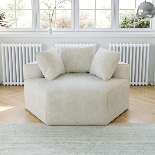 Canapé-lit simple beige moderne en éponge chenille 54 avec coussin de dossier pour le salon