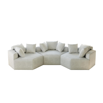 Canapé-lit simple beige moderne en éponge chenille 54 avec coussin de dossier pour le salon
