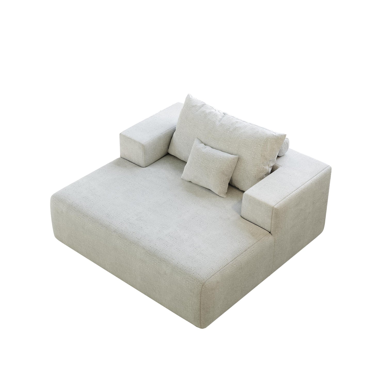 Canapé-lit simple beige moderne en éponge chenille 55 avec coussin de dossier pour salon