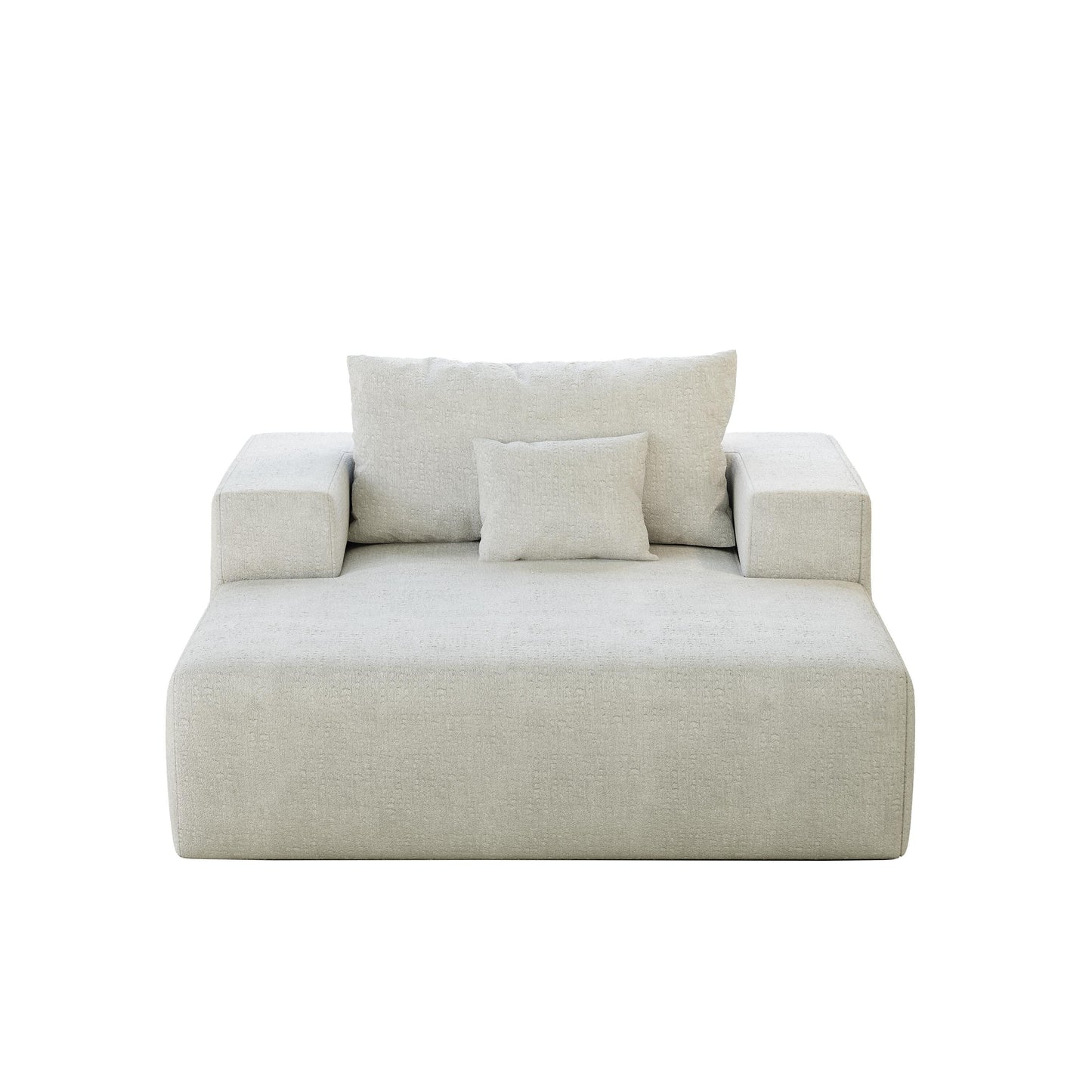 Canapé-lit simple beige moderne en éponge chenille 55 avec coussin de dossier pour salon