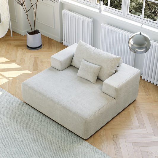 Canapé-lit simple beige moderne en éponge chenille 55 avec coussin de dossier pour salon