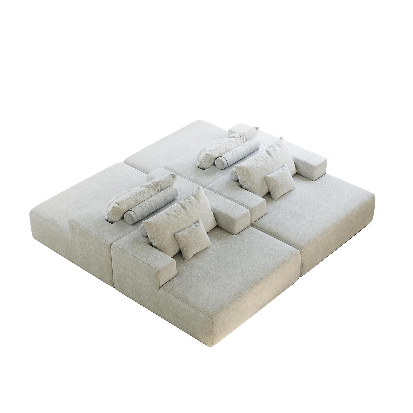 Canapé-lit simple beige moderne en éponge chenille 55 avec coussin de dossier pour salon