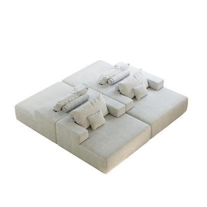 Canapé-lit simple beige moderne en éponge chenille 55 avec coussin de dossier pour salon