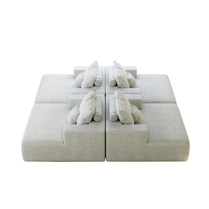 Canapé-lit simple beige moderne en éponge chenille 55 avec coussin de dossier pour salon