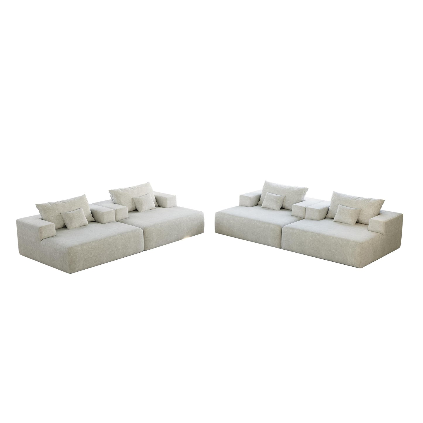 Canapé-lit simple beige moderne en éponge chenille 55 avec coussin de dossier pour salon