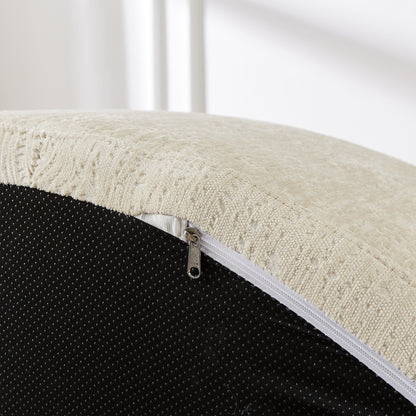 Canapé-lit simple rond beige moderne de 55 cm en chenille éponge avec coussin de dossier pour le salon