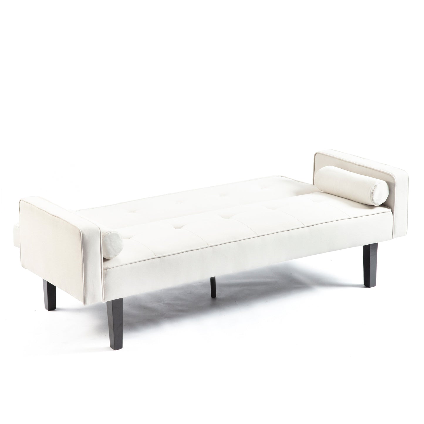 Canapé-lit futon convertible 3 places beige moderne 71,65 avec pieds en bois massif et oreillers pour le salon