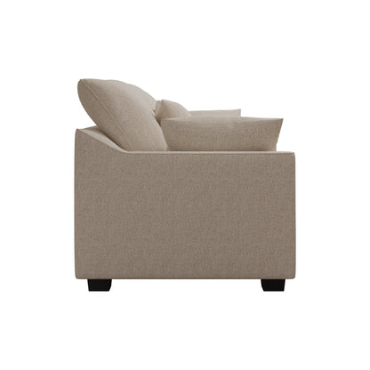 Canapé 3 places beige moderne en polyester 78,7 avec coussins et pieds en bois massif pour le salon