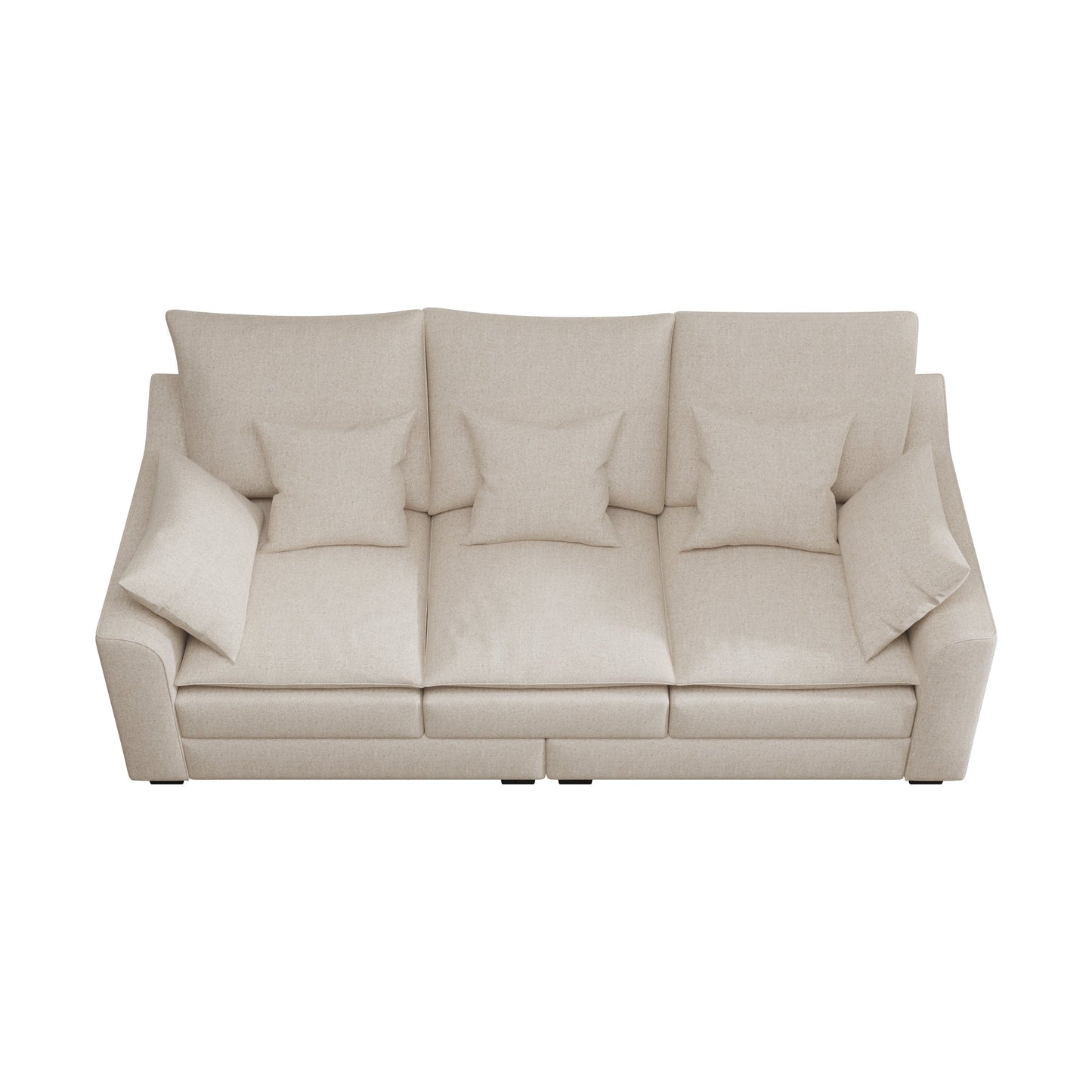 Canapé 3 places beige moderne en polyester 78,7 avec coussins et pieds en bois massif pour le salon