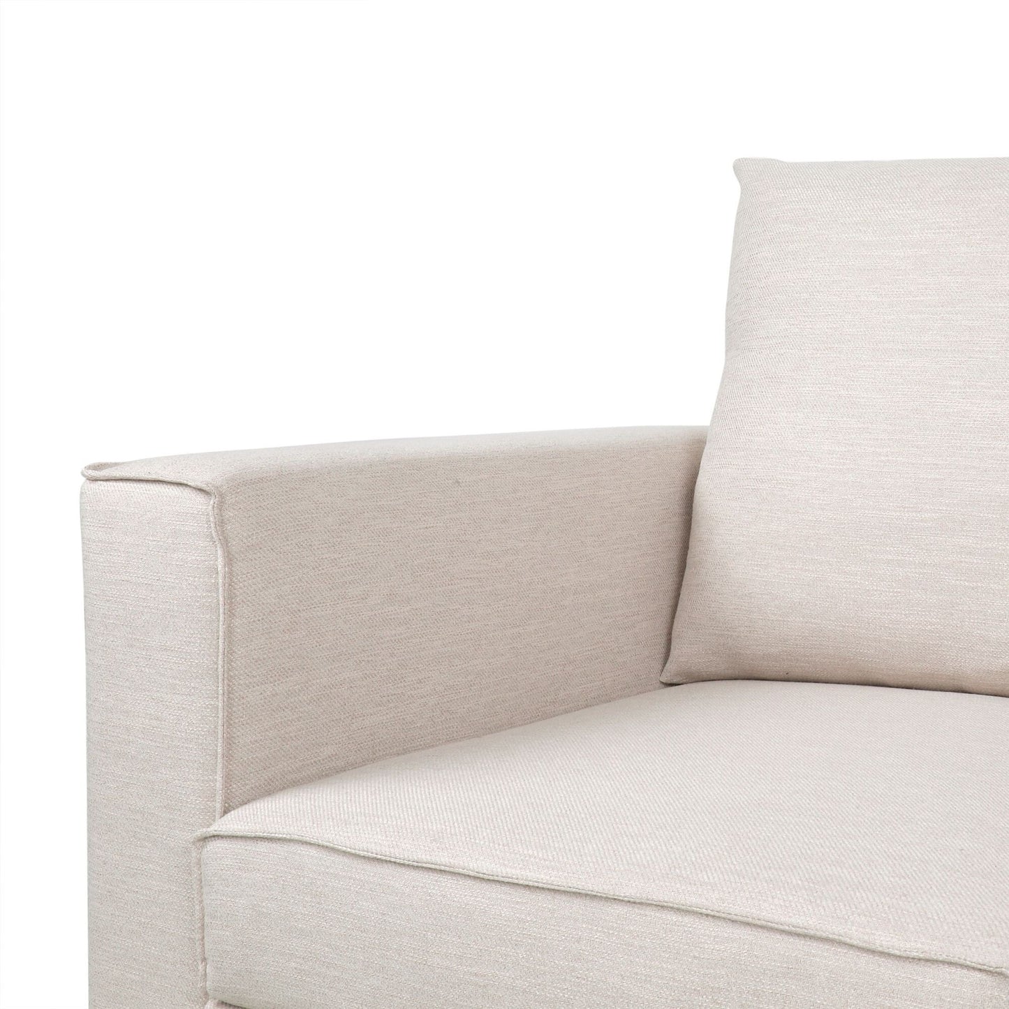 Canapé 3 places beige moderne rembourré avec coussins et pieds en bois pour le salon (80,25)