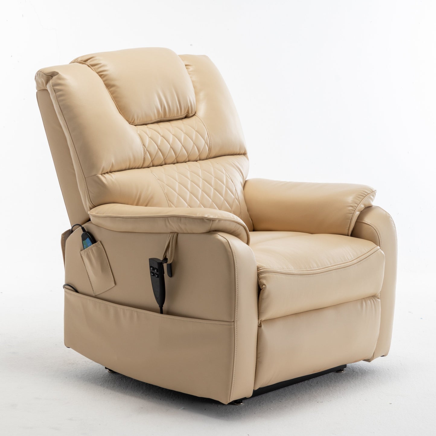 Fauteuil inclinable électrique surdimensionné beige avec moteur OKIN et position allongée à 180°