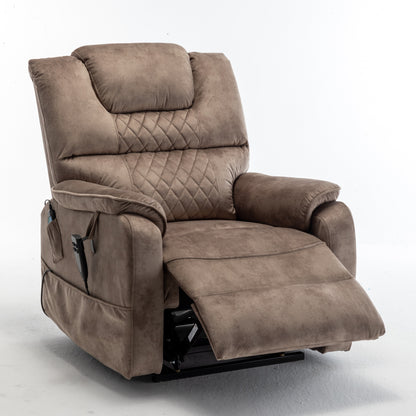 Fauteuil inclinable électrique surdimensionné beige avec moteur OKIN et position allongée à 180°