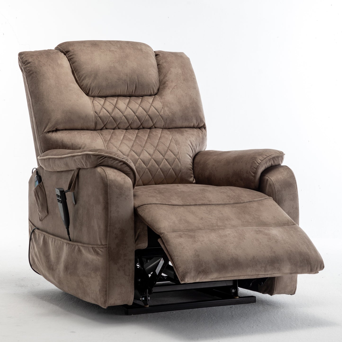 Fauteuil inclinable électrique surdimensionné beige avec moteur OKIN et position allongée à 180°