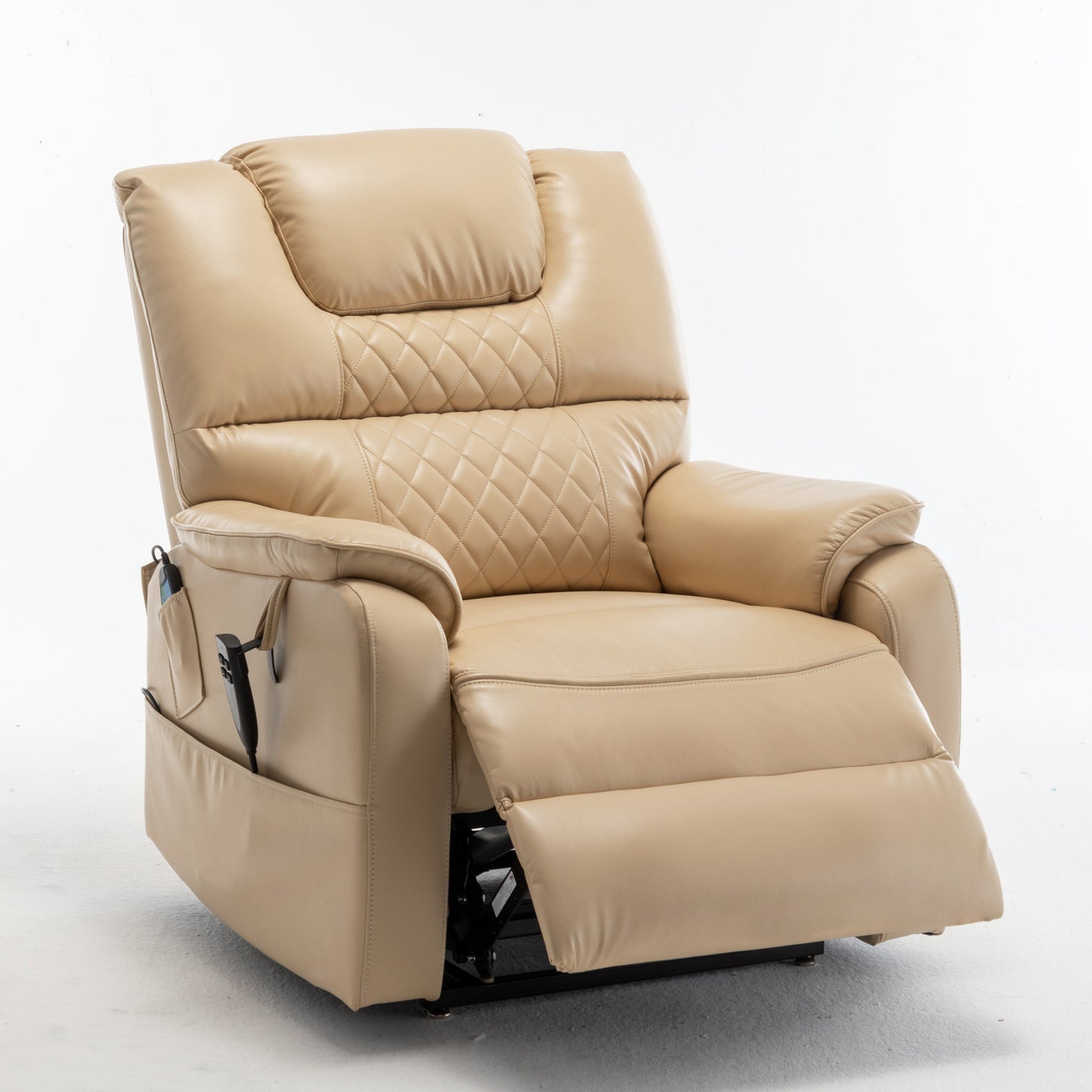 Fauteuil inclinable électrique surdimensionné beige avec moteur OKIN et position allongée à 180°