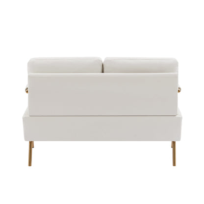 Canapé causeuse en tissu beige adapté aux animaux de compagnie avec coussin amovible