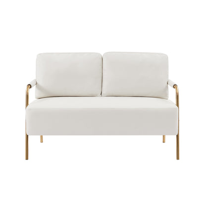 Canapé causeuse en tissu beige adapté aux animaux de compagnie avec coussin amovible