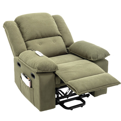 Fauteuil inclinable électrique beige pour personnes âgées avec massage, chauffage, inclinaison réglable, poches latérales et positions infinies