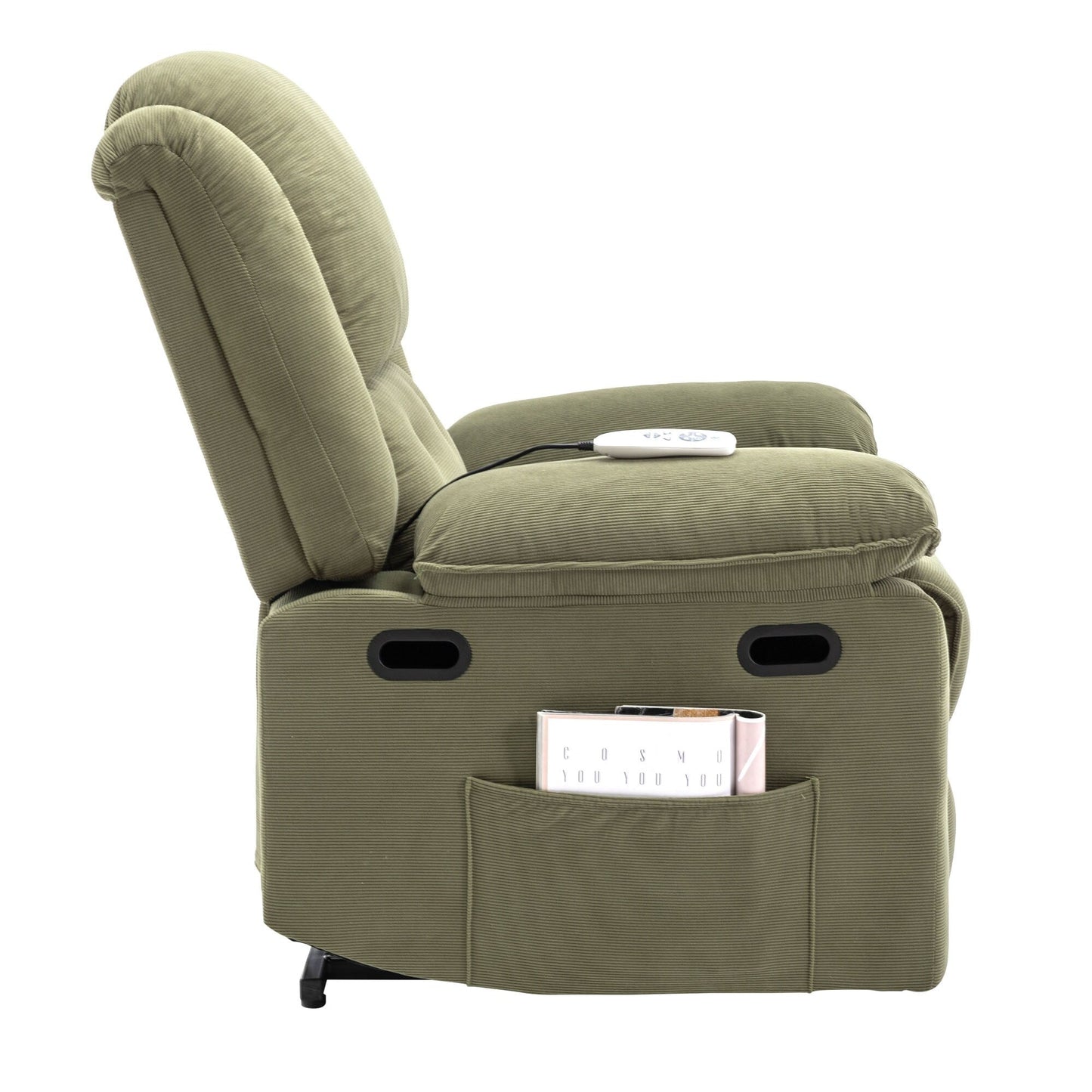 Fauteuil inclinable électrique beige pour personnes âgées avec massage, chauffage, inclinaison réglable, poches latérales et positions illimitées