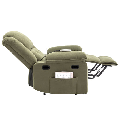 Fauteuil inclinable électrique beige pour personnes âgées avec massage, chauffage, inclinaison réglable, poches latérales et positions illimitées