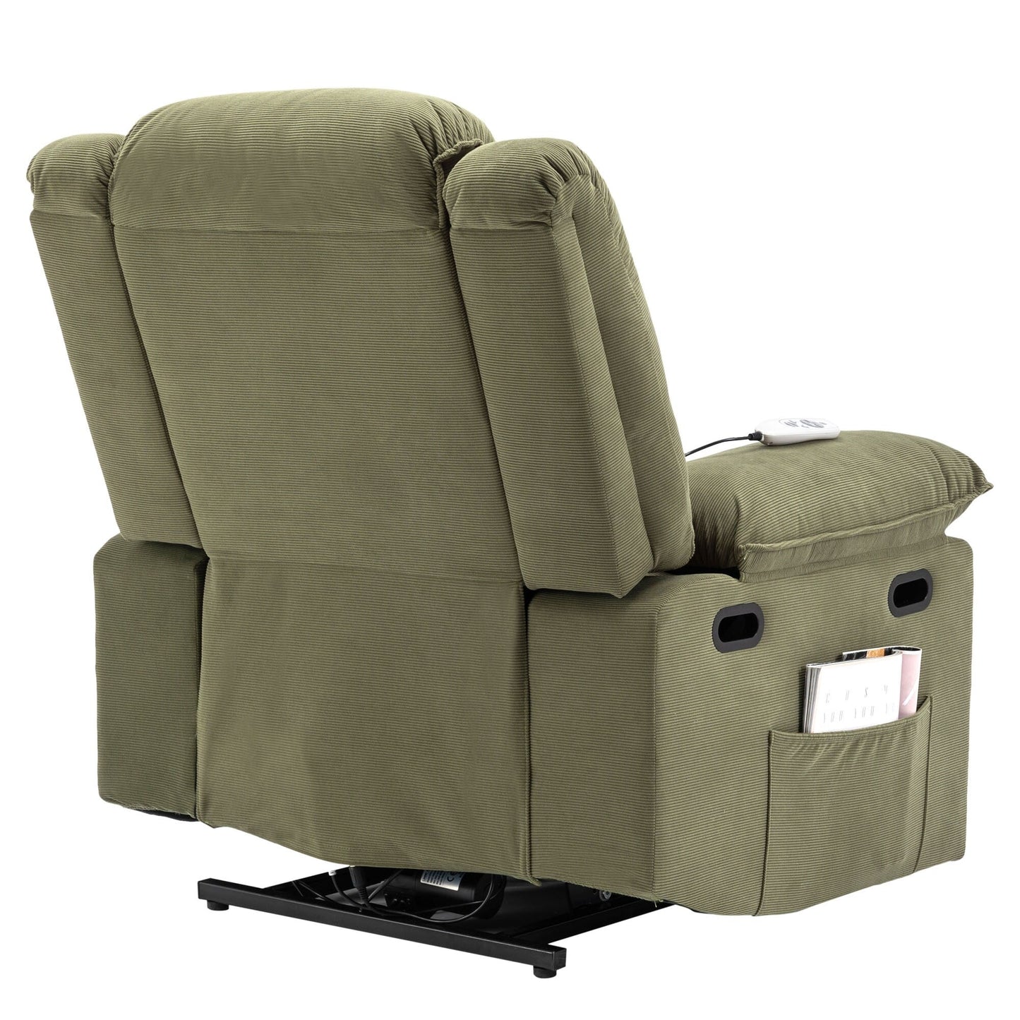 Fauteuil inclinable électrique beige pour personnes âgées avec massage, chauffage, inclinaison réglable, poches latérales et positions illimitées