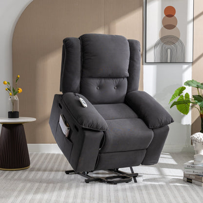 Fauteuil inclinable électrique beige avec massage, chauffage et inclinaison réglable