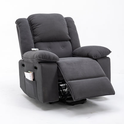 Fauteuil inclinable électrique beige avec massage, chauffage et inclinaison réglable