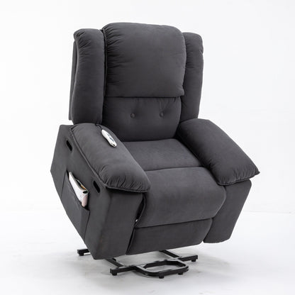 Fauteuil inclinable électrique beige avec massage, chauffage et inclinaison réglable