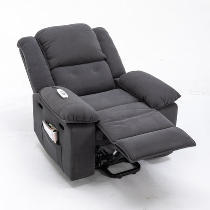 Fauteuil inclinable électrique beige avec massage, chauffage et inclinaison réglable