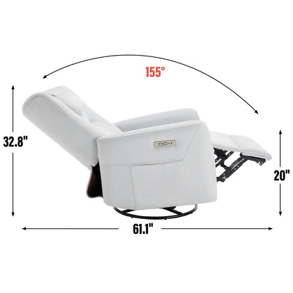 Fauteuil inclinable électrique beige avec pivot, mouvement de bascule et coussin lombaire